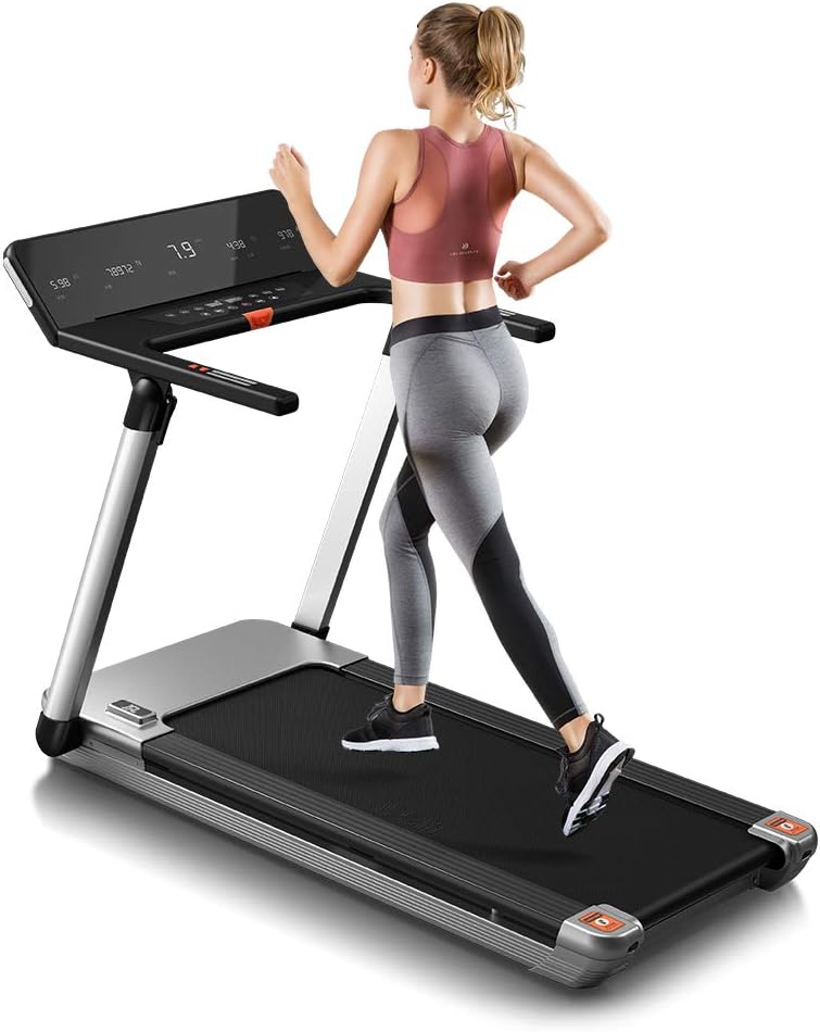 RHYTHM FUN Treadmill Folding Treadmill Desk Treadmill 4.0HP Electric Motorized Treadmill Super Shock-Absorbing Slim Quiet Treadmill with Large Display/Workout APP for Home Office Gym