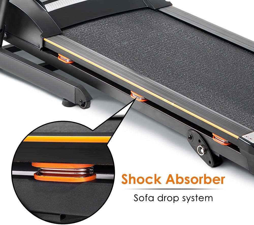 Foldable Treadmills for Home Folding Electric Treadmill Motorized Running Machine with Manual Incline and Hydraulic Rod Mechanism Cardio Training w/Wheels, Safety Key,EKG Grip Pulse Sensor