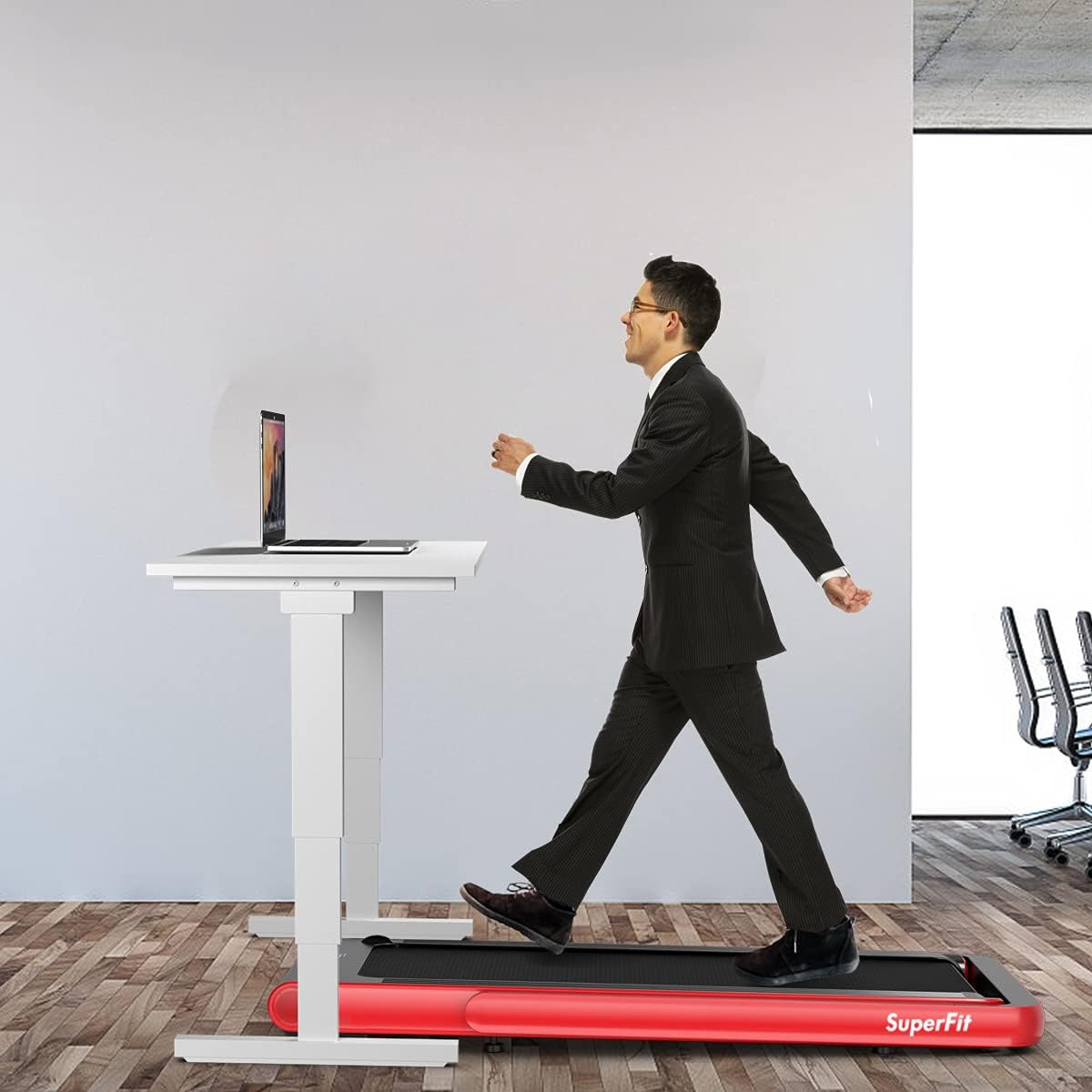 GYMAX Under Desk Folding Treadmill, 4.75HP 2 in 1 Running Walking Machine with Heart Rate Control, APP Control, LED Touch Screen and Remote, Luxury Treadmill for Home/Gym