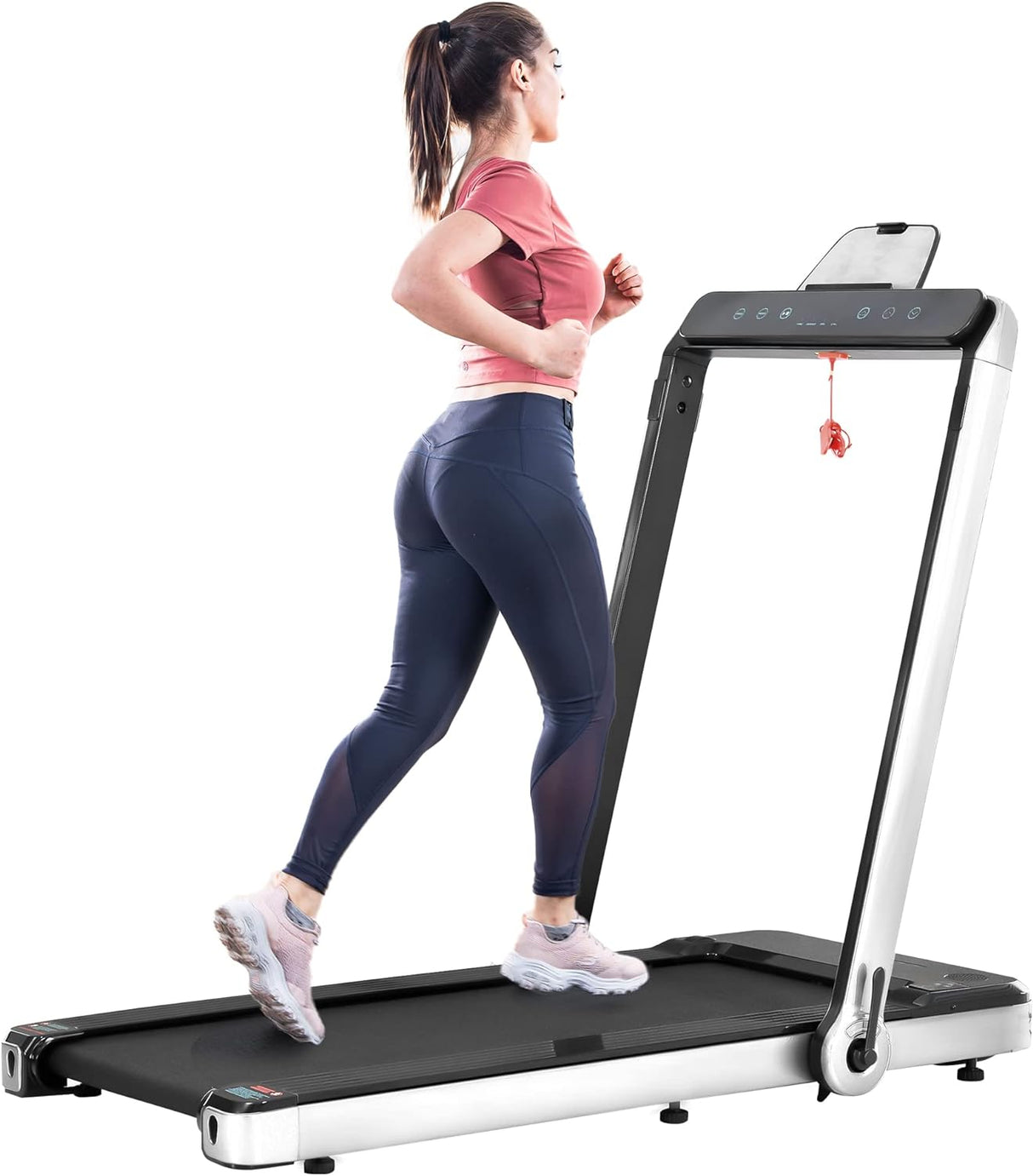 Folding Treadmill, Installation-Free Under Desk Electric Treadmill 2.5HP, with Bluetooth APP and speaker, Remote Control, Display, Walking Jogging Running Machine Fitness Equipment for Home Gym Office