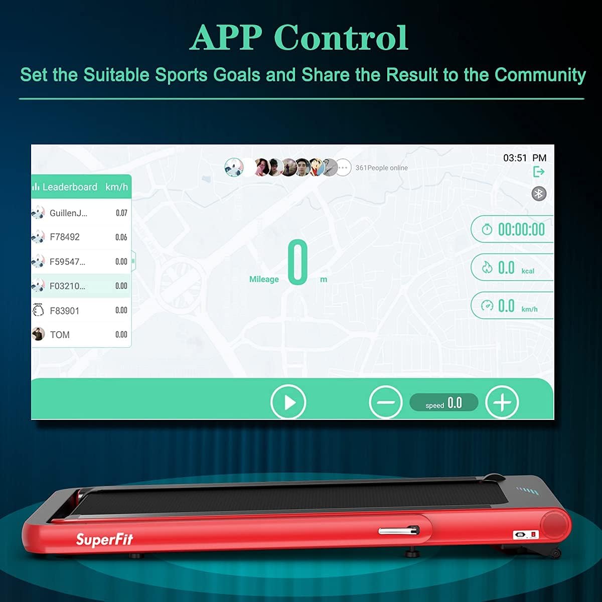 GYMAX Under Desk Folding Treadmill, 4.75HP 2 in 1 Running Walking Machine with Heart Rate Control, APP Control, LED Touch Screen and Remote, Luxury Treadmill for Home/Gym