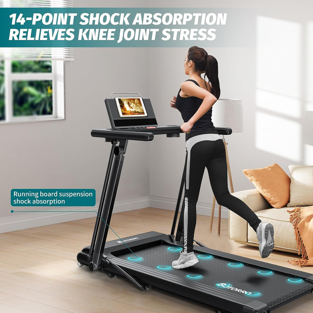 BOTORRO R5 Foldable Treadmill, 265Lbs Load | R7 Treadmill for Home with Incline 18 Levels, 300Lbs Capacity Treadmill, LED Touching Screen with Bluetooth and 18 Programs, 30 Days Free Kinomap