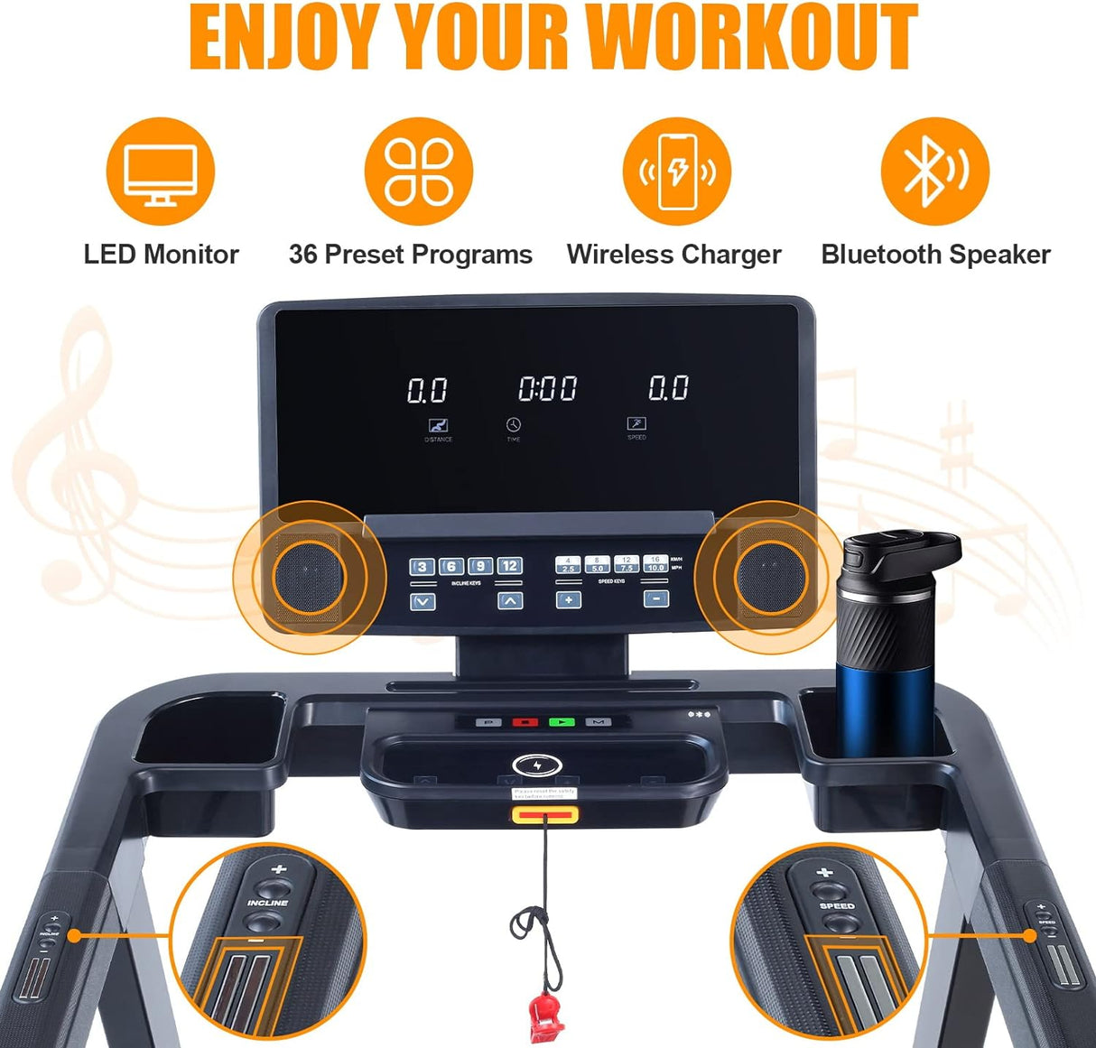 RUNOW Incline Treadmill, Perfect as Treadmills for Home Walking and Running, Foldable Treadmill Support Bluetooth and Customized Programs, Easy Assembly Exercise Machine