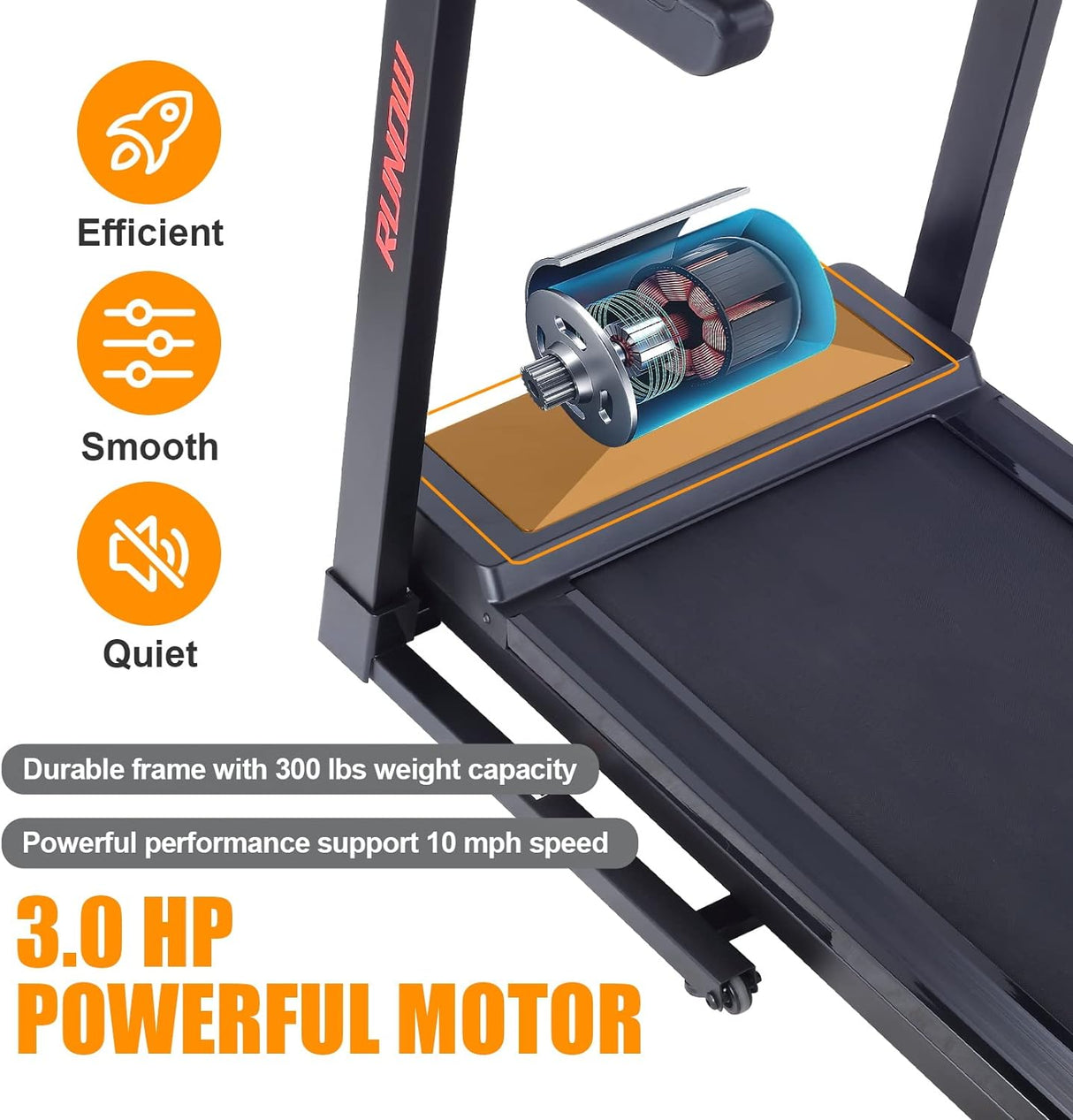 RUNOW Incline Treadmill, Perfect as Treadmills for Home Walking and Running, Foldable Treadmill Support Bluetooth and Customized Programs, Easy Assembly Exercise Machine