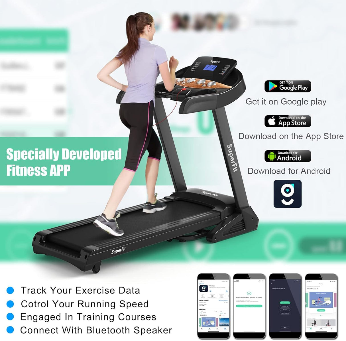 GYMAX 3.75HP Folding Treadmill, 1-15% Automatic Incline Treadmill with GYMAX App Control, 12 Preset & 3 Custom Programs, Heart Rate Monitor, Home Gym Cardio Training Machine