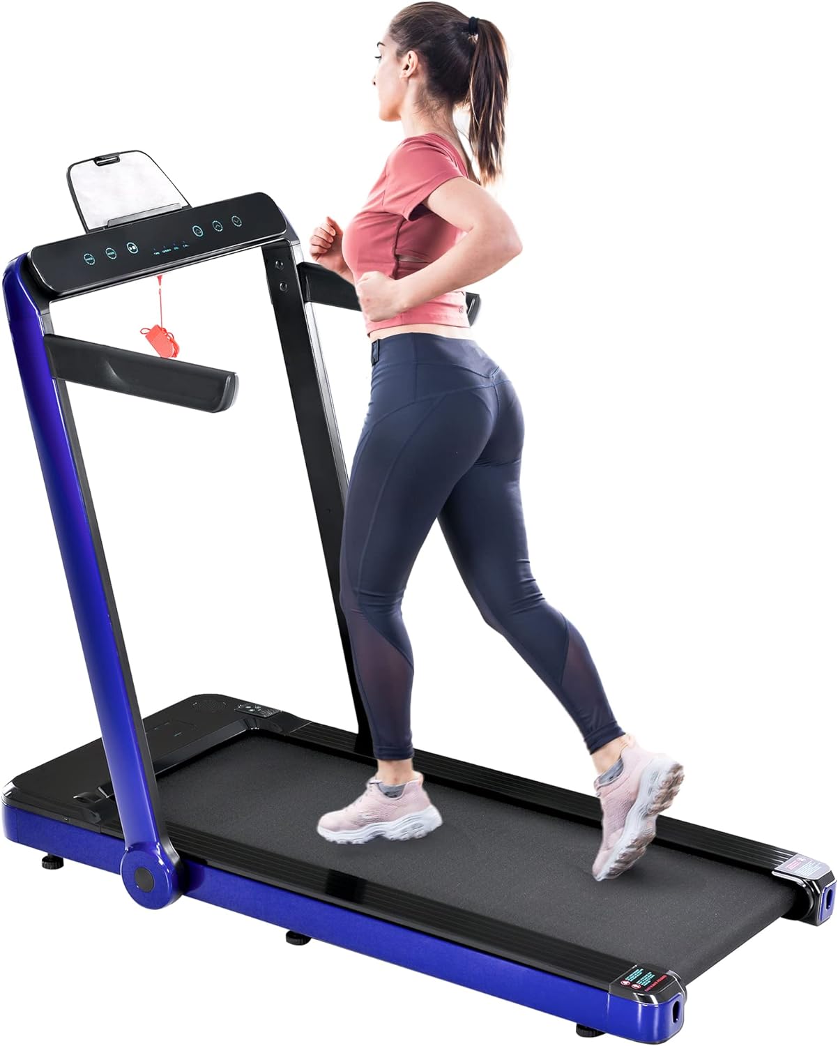 Folding Treadmill, Installation-Free Under Desk Electric Treadmill 2.5HP, with Bluetooth APP and speaker, Remote Control, Display, Walking Jogging Running Machine Fitness Equipment for Home Gym Office