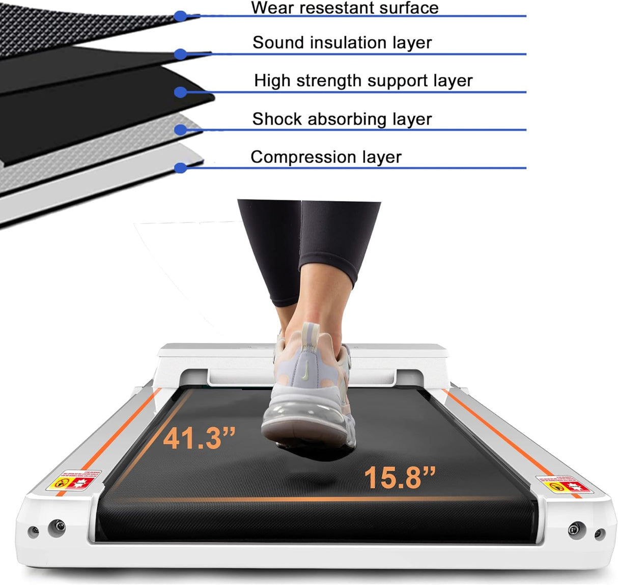 American Under Desk Treadmill 2.5HP Slim Walking Treadmill 265LBS - Electric Treadmill with APP Bluetooth Remote Control LED Display, Running Walking Jogging for Home Office Use (Installation Free)