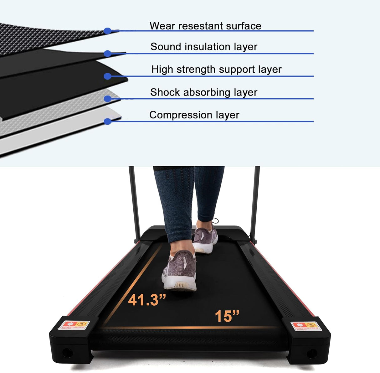 Modern Folding Treadmill for Home with Desk - 2.5HP Compact Electric Treadmill for Running and Walking Foldable Portable Running Machine for Small Spaces Workout, 265LBS Weight Capacity
