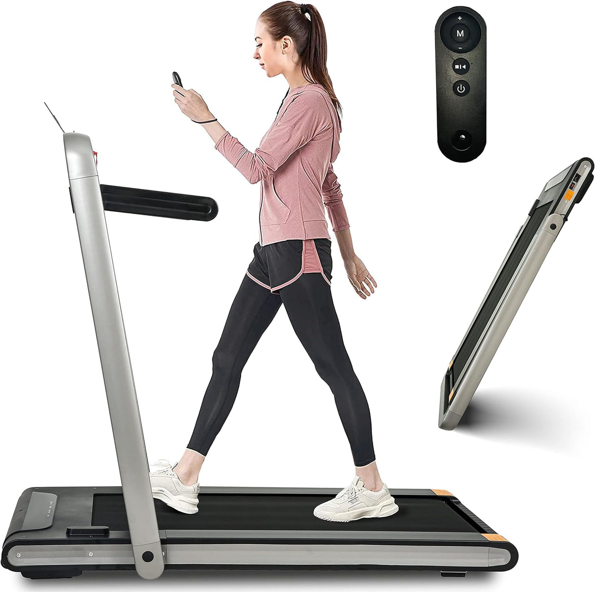 Modern 2 in 1 Under Desk Treadmill, 2.5HP Folding Electric Treadmill Walking Jogging Machine for Home Office with Remote Control, Black