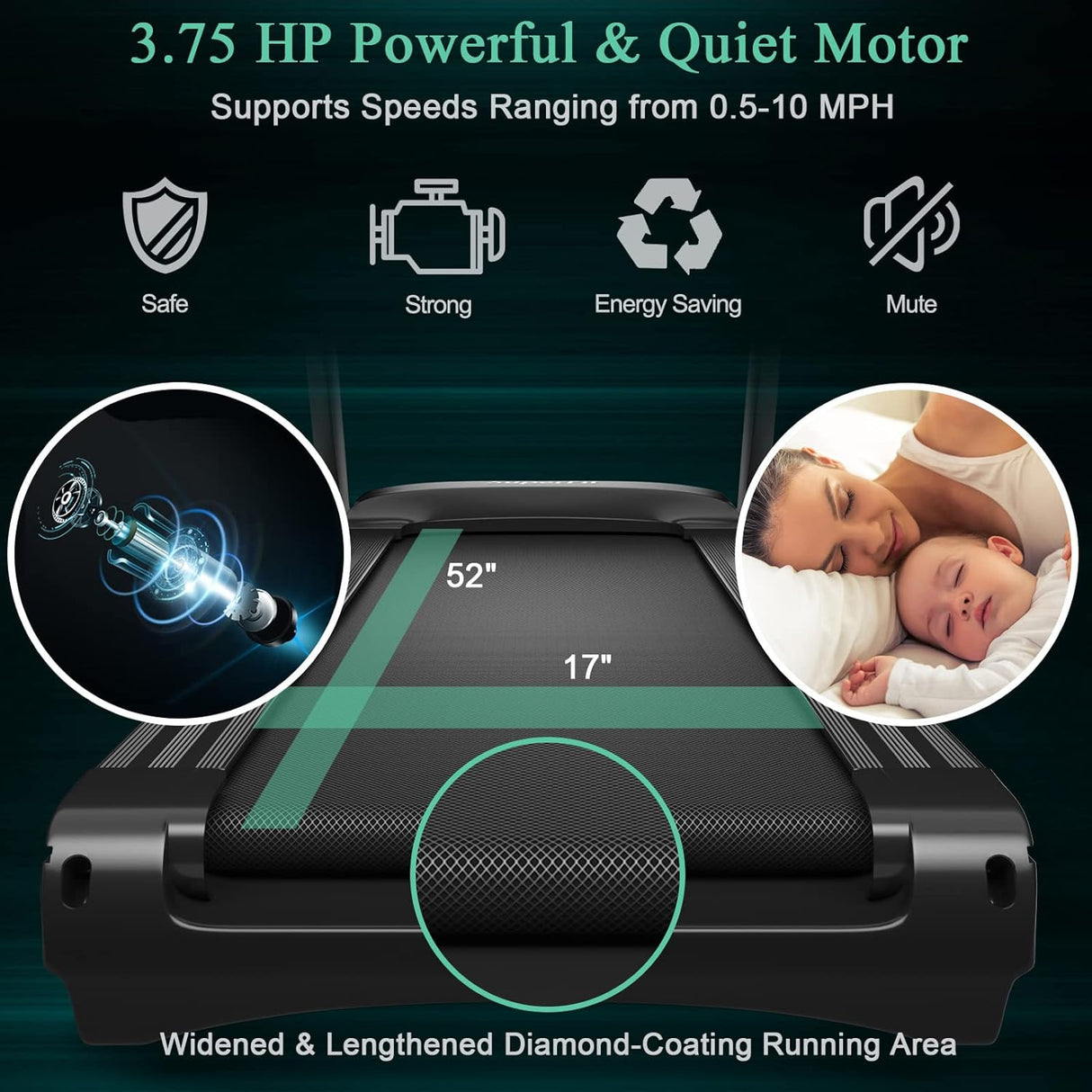 GYMAX 3.75HP Folding Treadmill, 1-15% Automatic Incline Treadmill with GYMAX App Control, 12 Preset & 3 Custom Programs, Heart Rate Monitor, Home Gym Cardio Training Machine