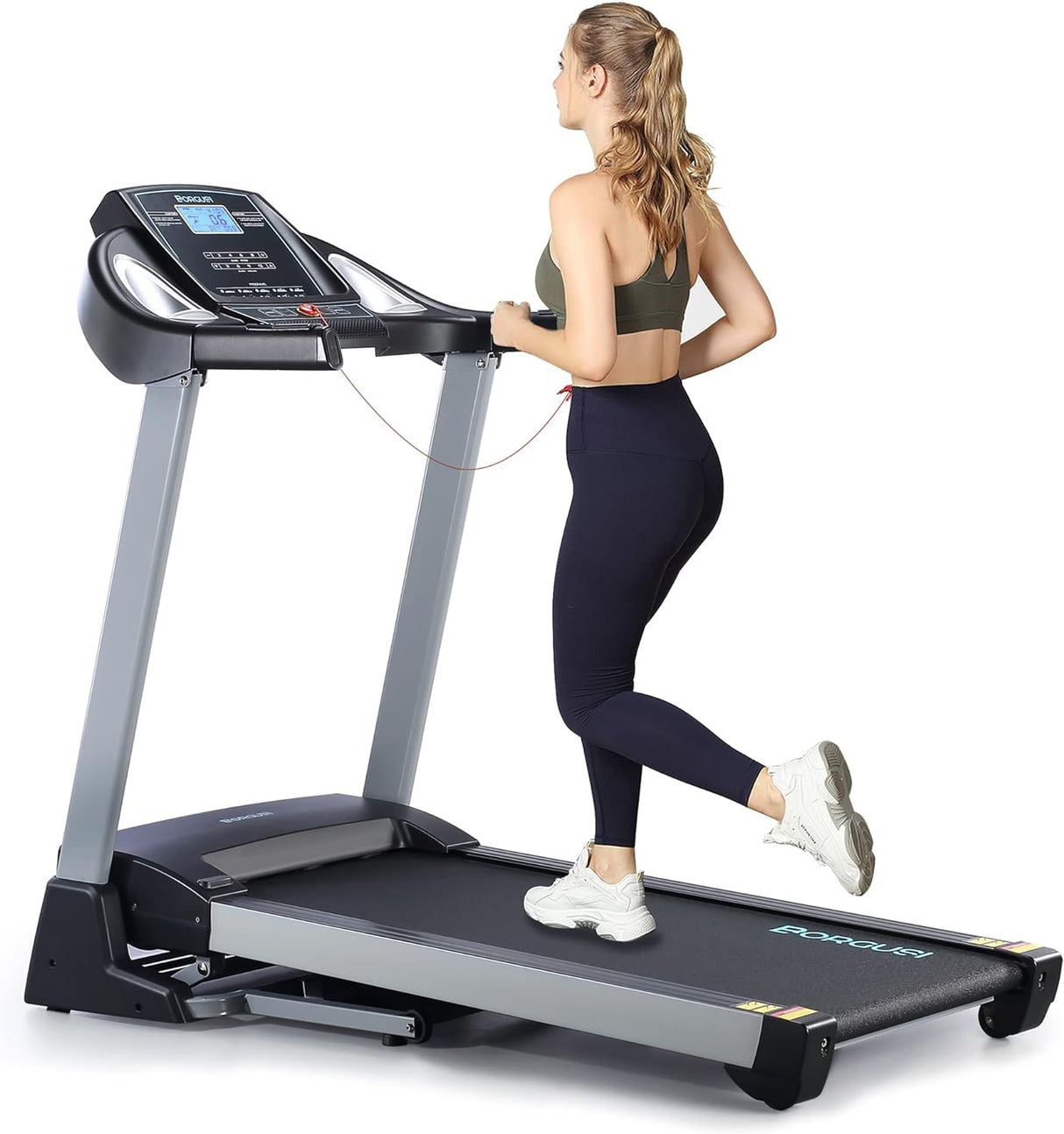 BORGUSI Auto Incline Treadmill, 300/350LBS Capacity, 17.5"/20" Wide Electric Folding Treadmill Max 8.5/10 MPH Speed, Running Machine with Bluetooth Speaker