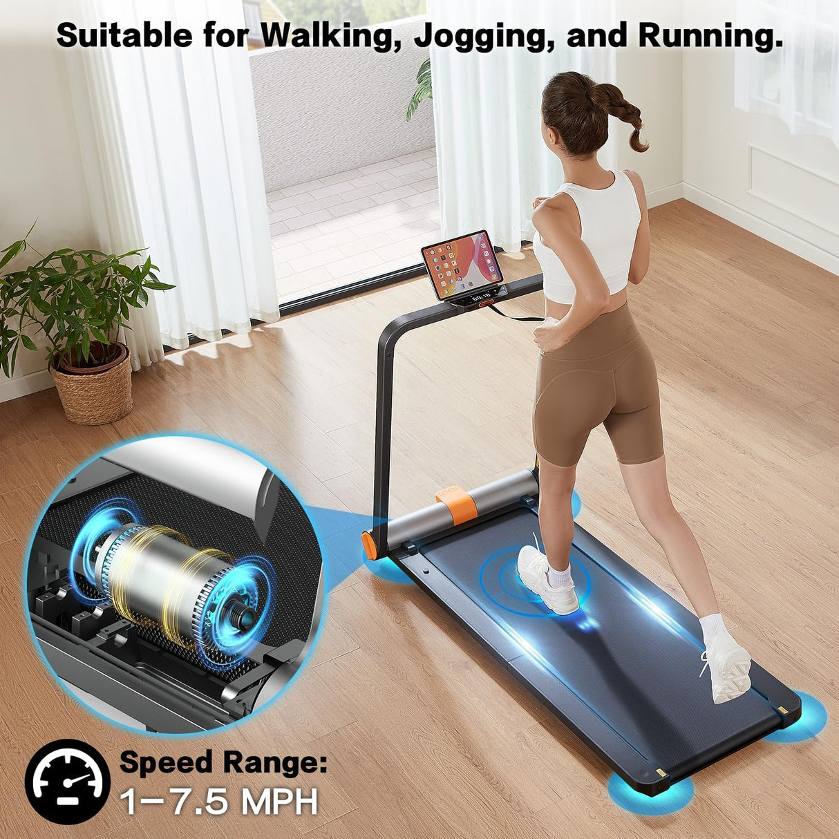 KingSmith WalkingPad MC11 Folding Treadmill 2 in 1 Walking Pad Under Desk Foldable Walking and Running Treadmills for Office and Home No Installation Required 1-7.5mph