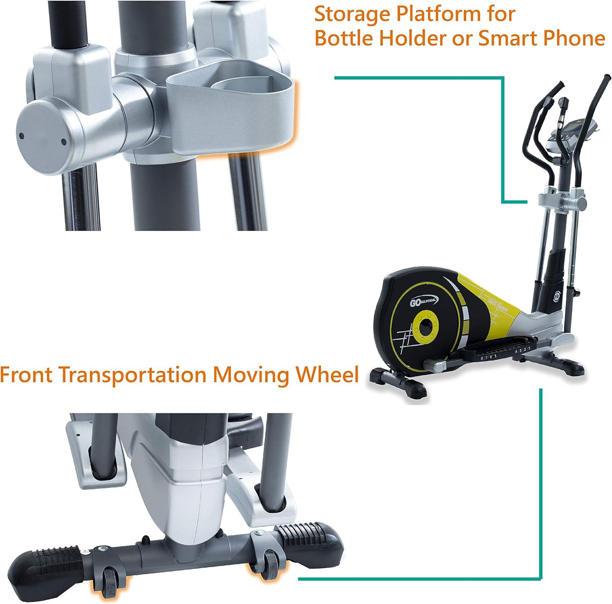 GOELLIPTICAL V-450X Standard Stride 18” Programmable Elliptical Exercise Cross Trainer with Adjustable Arms and Pedals and HRC Control Program for Cardio Fitness Strength Conditioning Workout