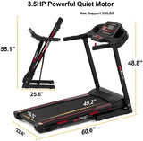Folding Treadmill for Home - 330 LBS Weight Capacity Running Machine with Incline/Bluetooth, 3.5HP 16KM/H Max Speed Foldable Electric Treadmill Easily Assembly, Home Gym Workout Exercise