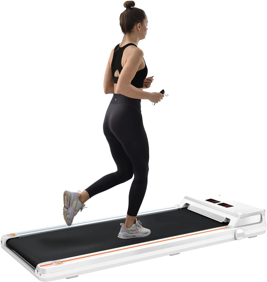 American Under Desk Treadmill 2.5HP Slim Walking Treadmill 265LBS - Electric Treadmill with APP Bluetooth Remote Control LED Display, Running Walking Jogging for Home Office Use (Installation Free)