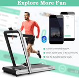 Goplus 2 in 1 Folding Treadmill, 4.75HP Superfit Under Desk Electric Treadmill with APP Control, LED Touch Screen, Blue Tooth Speaker, Remote Control, Walking Jogging for Home Office