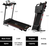 Modern Folding Treadmill for Home with Desk - 2.5HP Compact Electric Treadmill for Running and Walking Foldable Portable Running Machine for Small Spaces Workout, 265LBS Weight Capacity