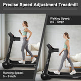 Topment Folding Treadmill, 3.0HP Electric Treadmill with APP Control, HD Digital Touch Screen, Retractable Device Holder and Speakers, Compact Walking Running Machine (Silver + Black)