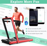 Goplus 2 in 1 Folding Treadmill, 4.75HP Superfit Under Desk Electric Treadmill with APP Control, LED Touch Screen, Blue Tooth Speaker, Remote Control, Walking Jogging for Home Office