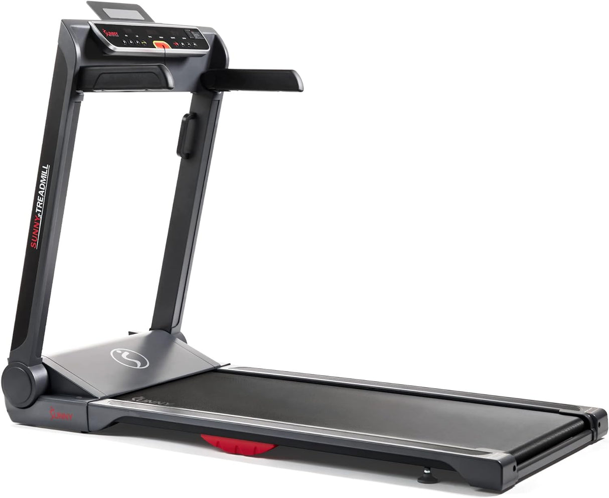 Sunny Health & Fitness Strider Foldable Treadmill, 20-Inch Wide Running Belt, Customizable Workout Programs, Pulse Sensors with Optional Exclusive SunnyFit App and Enhanced Bluetooth Connectivity