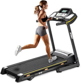 Foldable Treadmills for Home Folding Electric Treadmill Motorized Running Machine with Manual Incline and Hydraulic Rod Mechanism Cardio Training w/Wheels, Safety Key,EKG Grip Pulse Sensor