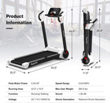 2.25 HP Electric Motorized Folding Running Treadmill Machine with LED Display-Black - Grimbo Sports