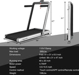 Goplus 2 in 1 Folding Treadmill, 4.75HP Superfit Under Desk Electric Treadmill with APP Control, LED Touch Screen, Blue Tooth Speaker, Remote Control, Walking Jogging for Home Office