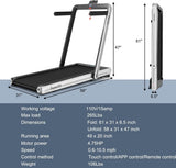 GYMAX Under Desk Folding Treadmill, 4.75HP 2 in 1 Running Walking Machine with Heart Rate Control, APP Control, LED Touch Screen and Remote, Luxury Treadmill for Home/Gym
