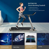 RHYTHM FUN Treadmill Folding Treadmill Desk Treadmill 4.0HP Electric Motorized Treadmill Super Shock-Absorbing Slim Quiet Treadmill with Large Display/Workout APP for Home Office Gym