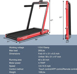 GYMAX Under Desk Folding Treadmill, 4.75HP 2 in 1 Running Walking Machine with Heart Rate Control, APP Control, LED Touch Screen and Remote, Luxury Treadmill for Home/Gym