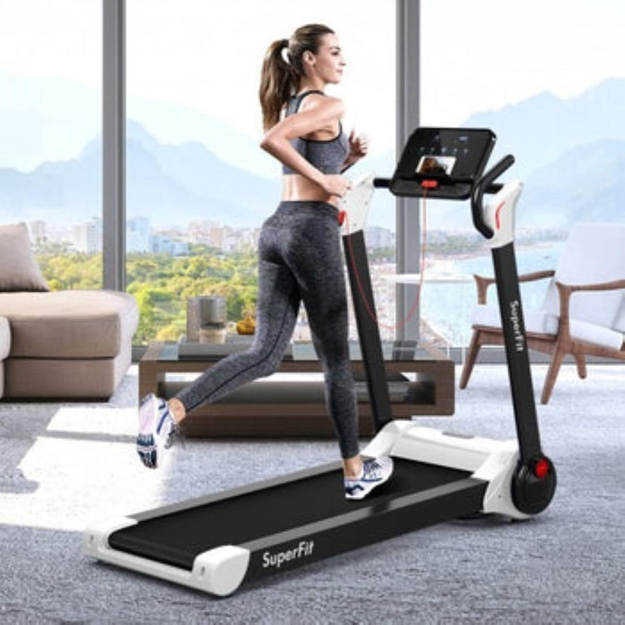 2.25 HP Electric Motorized Folding Running Treadmill Machine with LED Display-Black - Grimbo Sports