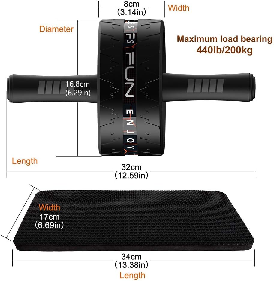 RHYTHM FUN Shock Absorbing Treadmill and Ab Roller with Knee Pad