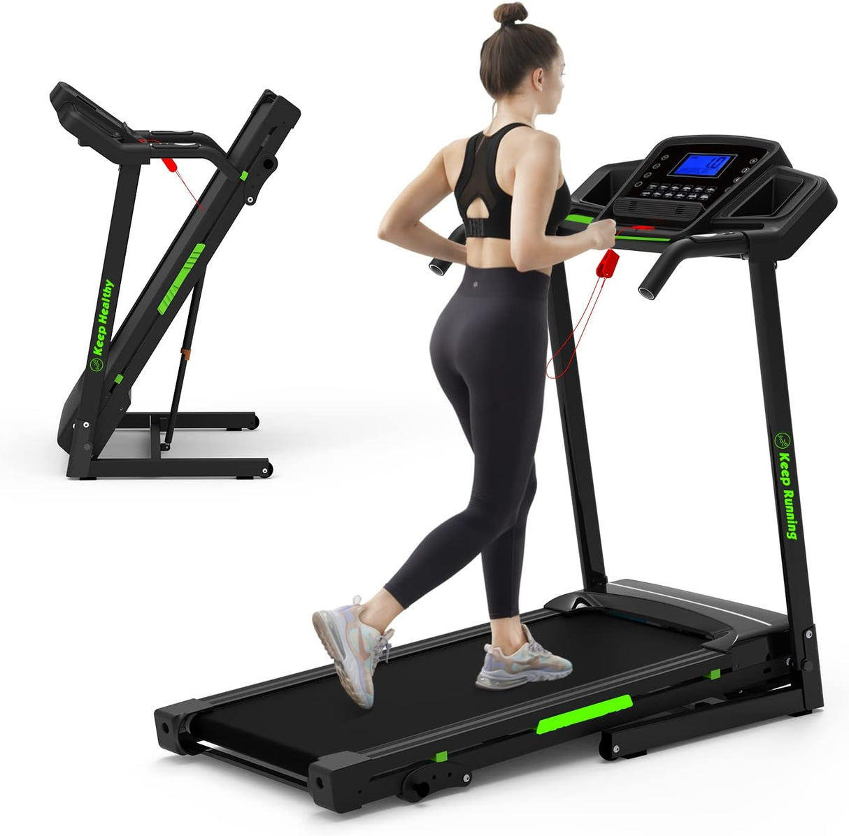 Foldable Treadmill with Incline, Folding Treadmill for Home Electric Treadmill Workout Running Machine, Handrail Controls Speed, Pulse Monitor,APP