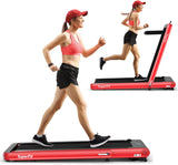 GYMAX Under Desk Folding Treadmill, 4.75HP 2 in 1 Running Walking Machine with Heart Rate Control, APP Control, LED Touch Screen and Remote, Luxury Treadmill for Home/Gym