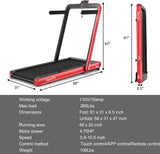 Goplus 2 in 1 Folding Treadmill, 4.75HP Superfit Under Desk Electric Treadmill with APP Control, LED Touch Screen, Blue Tooth Speaker, Remote Control, Walking Jogging for Home Office