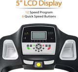 Foldable Treadmills for Home Folding Electric Treadmill Motorized Running Machine with Manual Incline and Hydraulic Rod Mechanism Cardio Training w/Wheels, Safety Key,EKG Grip Pulse Sensor