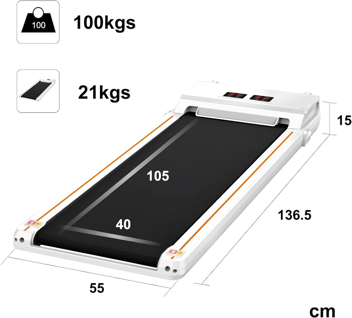 American Under Desk Treadmill 2.5HP Slim Walking Treadmill 265LBS - Electric Treadmill with APP Bluetooth Remote Control LED Display, Running Walking Jogging for Home Office Use (Installation Free)