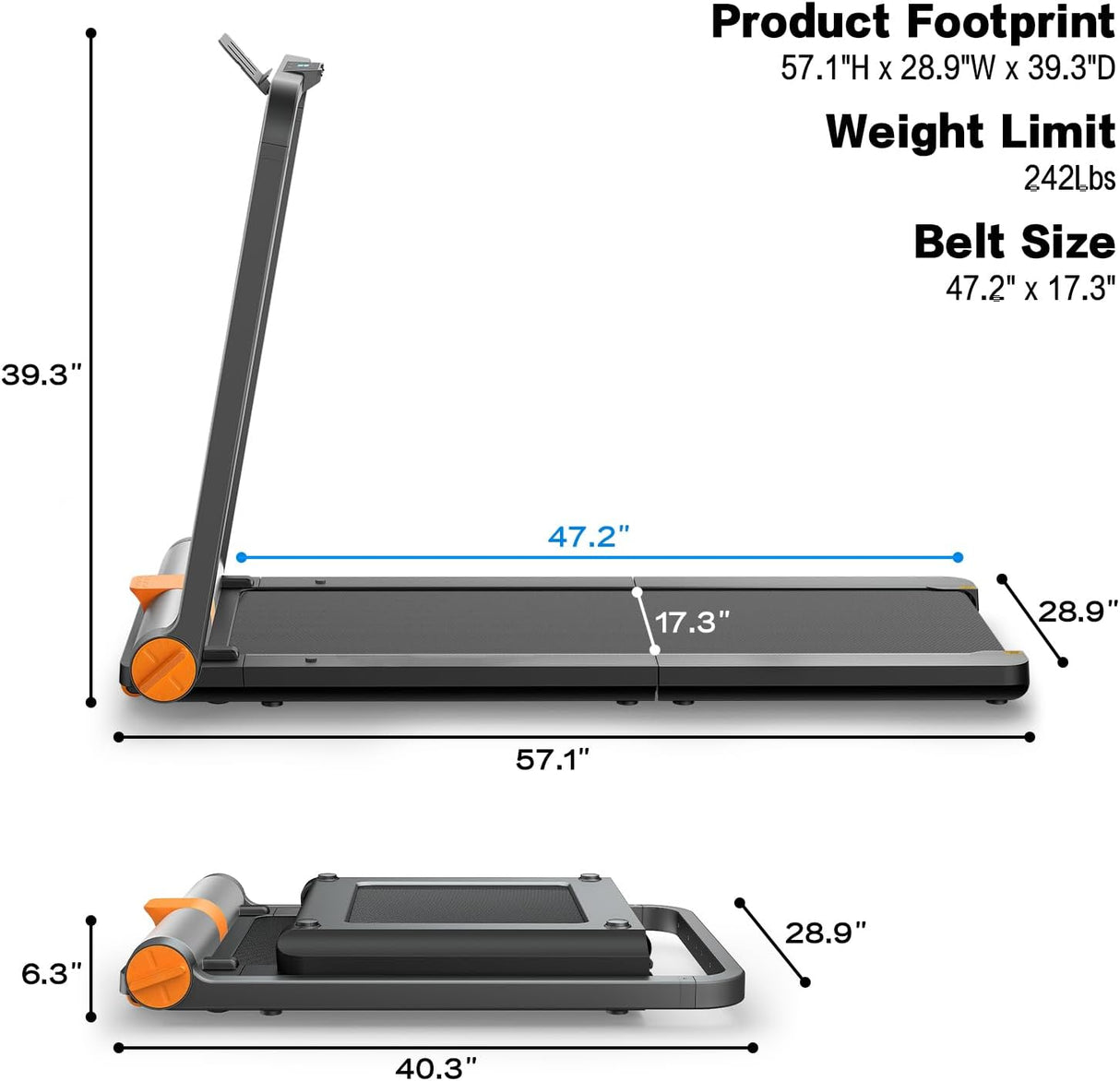 KingSmith WalkingPad MC11 Folding Treadmill 2 in 1 Walking Pad Under Desk Foldable Walking and Running Treadmills for Office and Home No Installation Required 1-7.5mph