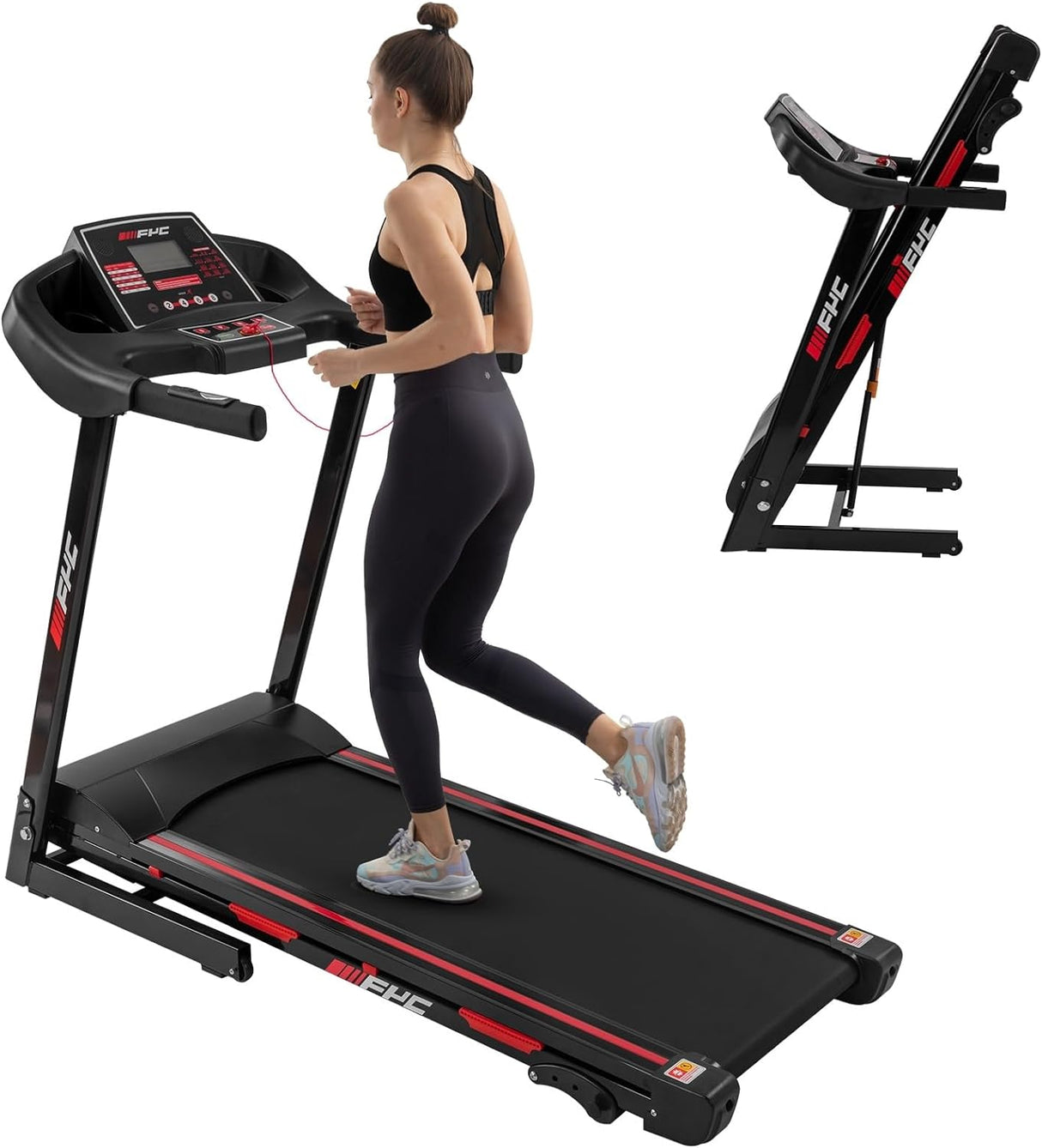 Lbs Weight Capacity Foldable Electric Treadmill Running Machine with Incline/Bluetooth Black