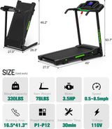 Foldable Treadmill with Incline, Folding Treadmill for Home Electric Treadmill Workout Running Machine, Handrail Controls Speed, Pulse Monitor,APP