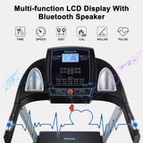 BORGUSI Auto Incline Treadmill, 300/350LBS Capacity, 17.5"/20" Wide Electric Folding Treadmill Max 8.5/10 MPH Speed, Running Machine with Bluetooth Speaker