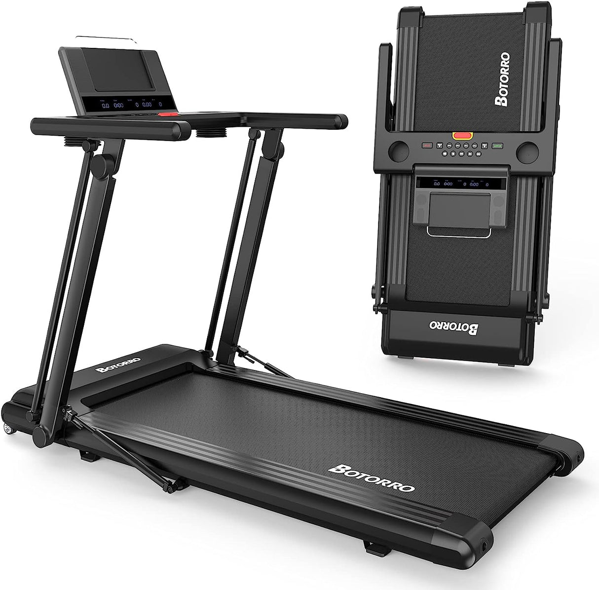 BOTORRO R5 Foldable Treadmill, 265Lbs Load | R7 Treadmill for Home with Incline 18 Levels, 300Lbs Capacity Treadmill, LED Touching Screen with Bluetooth and 18 Programs, 30 Days Free Kinomap