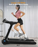 SPORTY&FIT 4.0HP Folding Treadmill, [0.6-8.7 MPH] [Max 400LBS] [No Assembly] Electric Treadmill for Running Walking, Foldable Treadmill with LCD Monitor & Pulse Detection for Office Home Workout