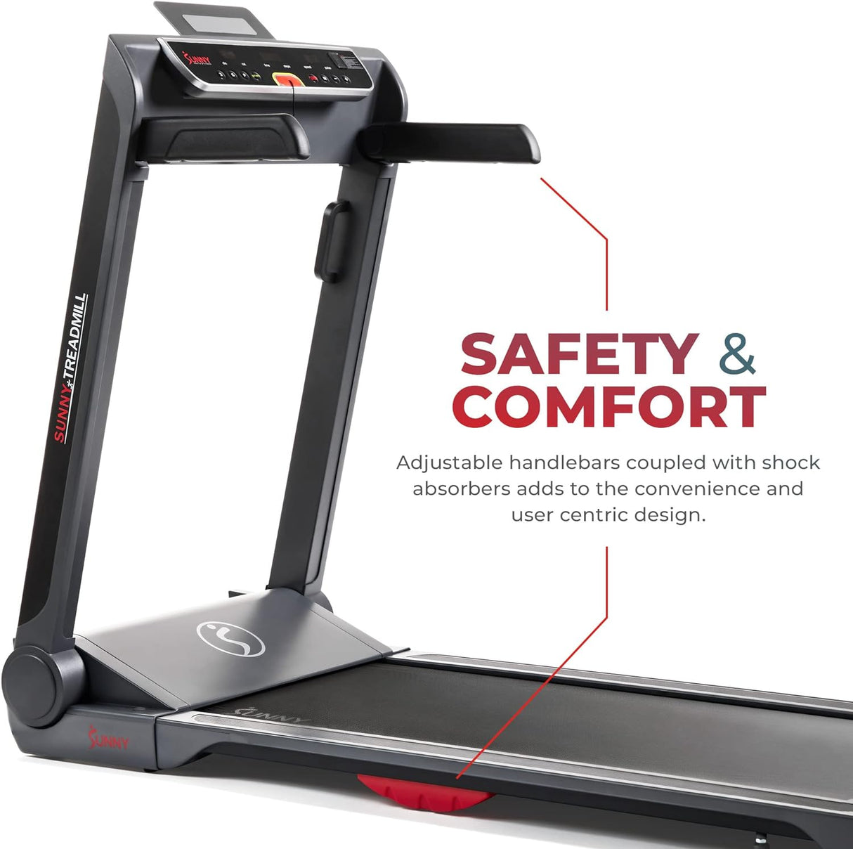 Sunny Health & Fitness Strider Foldable Treadmill, 20-Inch Wide Running Belt, Customizable Workout Programs, Pulse Sensors with Optional Exclusive SunnyFit App and Enhanced Bluetooth Connectivity