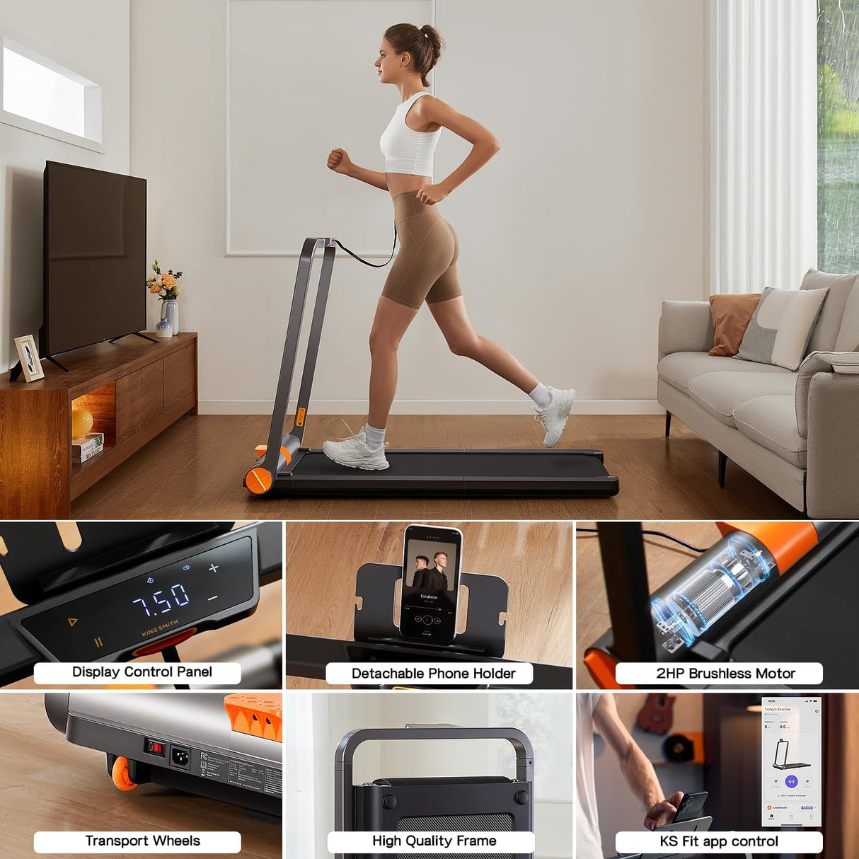 KingSmith WalkingPad MC11 Folding Treadmill 2 in 1 Walking Pad Under Desk Foldable Walking and Running Treadmills for Office and Home No Installation Required 1-7.5mph