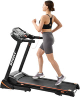 3.5HP Folding Electric Treadmill with Incline Medium Running Machine LCD, 14.8KM/H Foldable Treadmill Electric Motorized Power Running Fitness Gym Machine, 330lbs Max