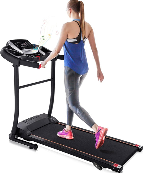 Folding Electric Treadmill 3 Levels of Incline 12 Home Gym Preset Programs Black