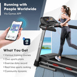 GYMAX Foldable Treadmill, 4.75HP Folding Treadmill with 15% Auto Incline, App Control, Bluetooth Speaker & Pules Sensor, Portable Self-Standing Treadmill with Incline for Home Gym