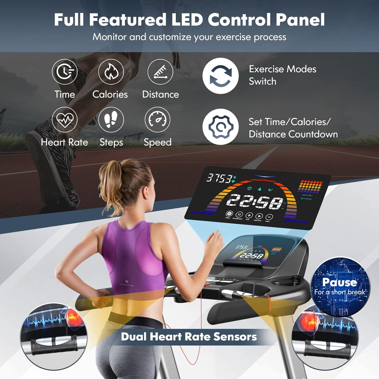 GYMAX Foldable Treadmill, 4.75HP Folding Treadmill with 15% Auto Incline, App Control, Bluetooth Speaker & Pules Sensor, Portable Self-Standing Treadmill with Incline for Home Gym