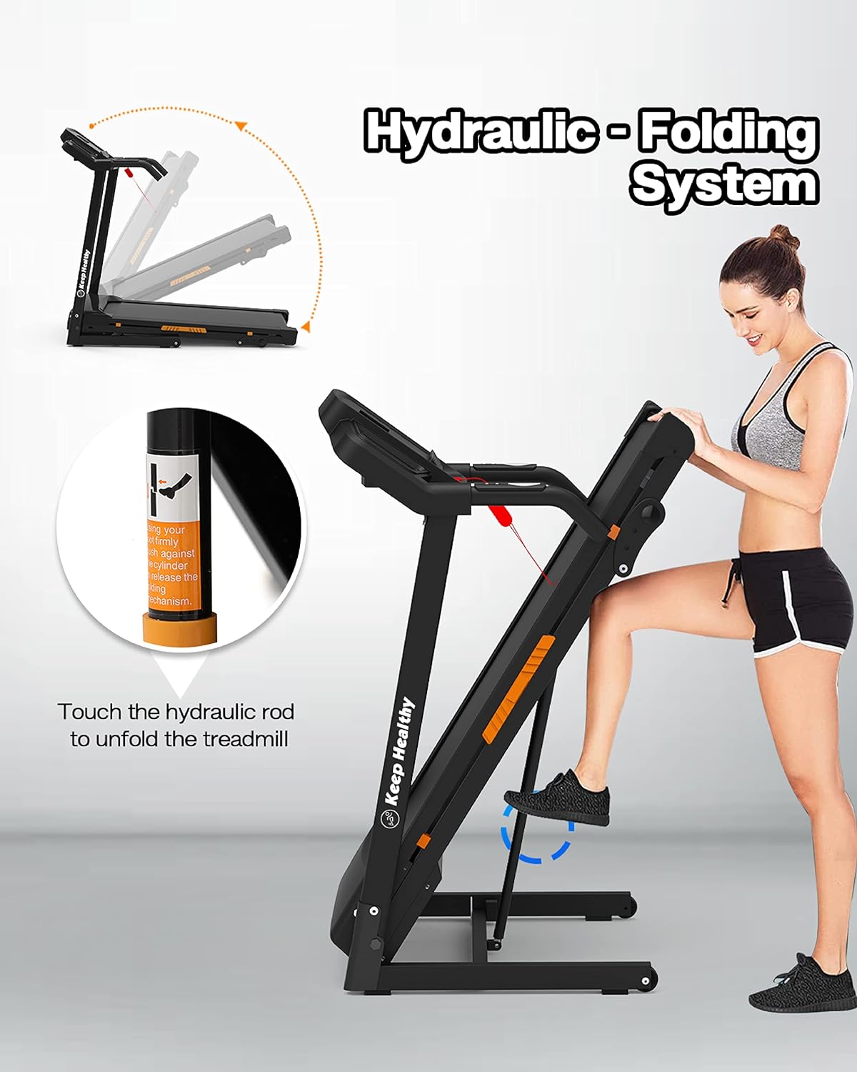 Foldable Treadmill with Incline, Folding Treadmill for Home Electric Treadmill Workout Running Machine, Handrail Controls Speed, Pulse Monitor,APP